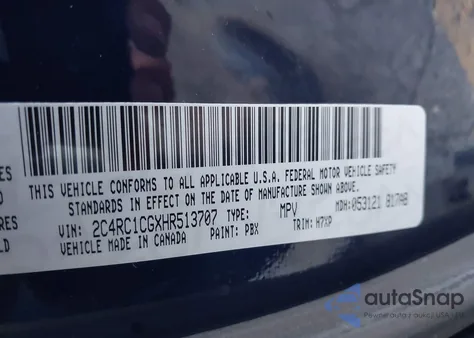 2017 Chrysler Pacifica Lx z USA, uszkodzony, nr VIN 2C4RC1CGXHR513707